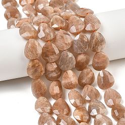 Солнечный Камень Натуральный Sunstone бисер пряди, граненые, слеза, 15~15.5x13~13.5x6.5~7 мм, отверстие : 1.4 мм, около 26 шт / нитка, 14.57'' (37 см)