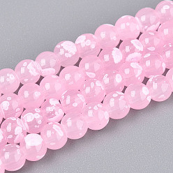 Бледно-Розовый Выпечка краска бисер пряди, круглые, розовый жемчуг, 4~4.5 мм, отверстие : 0.7~0.8 мм, около 204~207 шт / нитка, 29.92~31.10 дюйм (76~79 см)