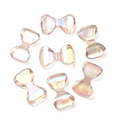 Pink UV Plating Rainbow Iridescent Transparent Acrylic Beads, Bowknot, Pink, 23.5x39x8mm, Hole: 3.2mm