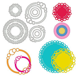 Круглые Углеродистая сталь разрезает трафареты, Шаблон для изготовления бумажных карточек с декоративным тиснением для скрапбукинга своими руками, художественный промысел, круглые, 134x140x0.8 мм