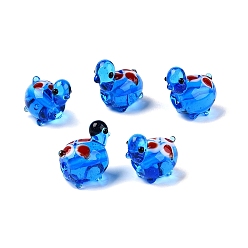 Озёрно--синий Бусы лэмпворк ручной работы, черепаха с цветком, Плут синий, 15~18x15~18x11~12.5 мм, отверстие : 1.2~1.8 мм, около 30~35 шт / нитка, 15.35~17.52 дюйм (39~44.5 см)