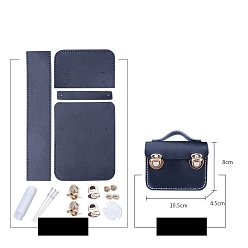 Полуночно-синий Набор мини-сумок для наушников своими руками, включая материалы сумки из искусственной кожи, с железными застежками, темно-синий, 8x10.5x4.5 см