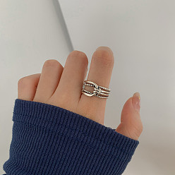 Другие Ретро латунные манжеты открытые кольца для женщин, античное серебро, внутренний диаметр: регулируемый