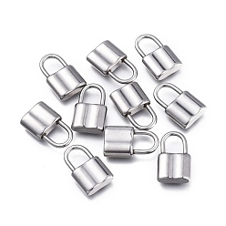 Нержавеющая Сталь Цвет Устойчивые к потускнению 304 подвески из нержавеющей стали, замок навесной, цвет нержавеющей стали, 17x10.3x3.8 мм, отверстие : 6.5x5.5 мм