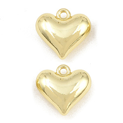 Golden Alloy Charms, Heart Charms, Rack Plating, Golden, 14x14.5x6mm, Hole: 1.6mm