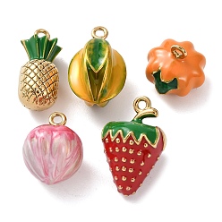 Настоящее золото 18K 5шт. 304 эмалированные подвески из нержавеющей стали, ионное покрытие (ip), фруктовые прелести, реальный 18 k позолоченный, 10.5~17.5x7.5~11.5x7~11.5 мм, отверстие : 1.4~1.5 мм