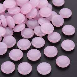 Perle rosa Nachahmung Gelee Acrylperlen, Flachrund, Perle rosa, 12x5 mm, Bohrung: 1.4 mm, ca. 1110 Stk. / 500 g