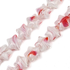 (123L) Белый крем непрозрачный блеск Ручной работы тысячецветник стеклянные бусины нитки, звезда, огнеупорный кирпич, 11~12x12x7~8 мм, отверстие : 0.8 мм, около 49~50 шт / нитка, 19.88~20.28'' (50.5~51.5 см)