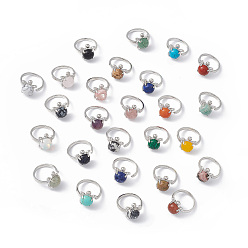 Смешанные камни Кольцо-манжета с черепахой из драгоценных камней, платиновые латунные украшения для женщин, внутренний диаметр: 16.2 мм