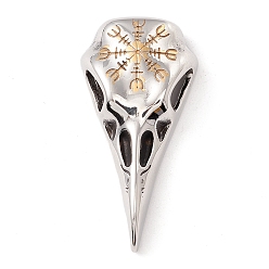 Античный Серебристый & Золотой Ионное покрытие (ip) 304 подвески из нержавеющей стали, Череп птиц, старинное серебро & золотой, 47x23x10 мм, отверстие : 9x4 мм