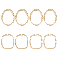Настоящее золото 18K 8шт 2 латунные соединительные кольца, , прямоугольник и овал, реальный 18 k позолоченный, 16~21x1~1.5 мм, отверстие : 1 мм, 4 шт / стиль