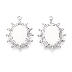 Нержавеющая Сталь Цвет Не тускнеет 304 подвеска из нержавеющей стали кабошон, овальные, цвет нержавеющей стали, лоток : 14.2x10 мм, 25.9x19x2 мм, отверстие : 1.8 мм