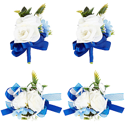 Морской Синий Корсаж на запястье из шелковой ткани и брошь-бутоньерка с цветком, для свадьбы, партийные украшения, Marine Blue, внутренний диаметр: 50 мм, 22 мм