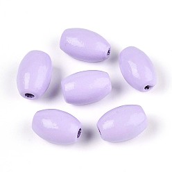 Лиловый Окрашенные распылением деревянные бусины Schima, рис, сирень, 12~12.5x7.5~8.5 мм, отверстие : 2~2.5 мм