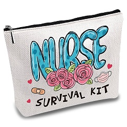 Слово Изготовленные на заказ сумки для хранения холста из поликоттона, металлические мешочки на молнии, прямоугольные, слово, 18x25 см