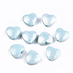 Бледно-бирюзовый Лакированные бусины из акрила , прорезиненный стиль, граненые, сердце, бледные бирюзовая, 10.5x11.5x5 мм, отверстие : 1.5 мм, Около 1350 шт / 500 г