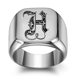 Letter H 304 из нержавеющей стали кольца палец для мужчин, цвет нержавеющей стали, Письмо ч, размер США 10 (19.8 мм)