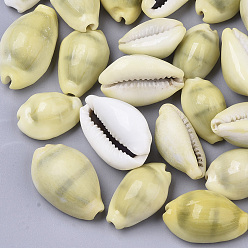 Light Khaki Natural Cowrie Shell Beads, No Hole/Undrilled, Light Khaki, 19~29x12~19x9~14mm, about 240pcs/500g