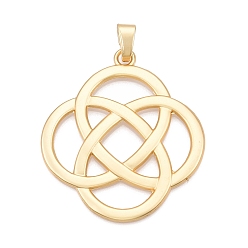 Золотой Стойки обшивки сплава большие кулоны, плетеный цветок с подвесками в виде соединительных колец, без свинца, без никеля и без кадмия, золотые, 72.5x65.5x2.5 мм, отверстие : 5x12 мм