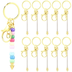 Золотой 10 шт. брелок из сплава с бусинами для изготовления ювелирных изделий своими руками, С застежками из омаров сплава и железным кольцом, пуля, золотые, 11.5 см