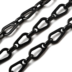Черный 304 Цепи из нержавеющей стали с каплевидными звеньями, несварные, вакуумное покрытие pvd, чёрные, 13.5x7.5x1.5 мм