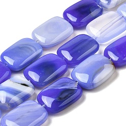 Розово-Коричневый Натуральные полосатые агатовые / полосатые агатовые бусинки, окрашенная и подогревом, прямоугольные, розово-коричневый, 18~18.5x13~13.5x5~6 мм, отверстие : 1.5 мм, около 22 шт / нитка, 15.63'' (39.7 см)