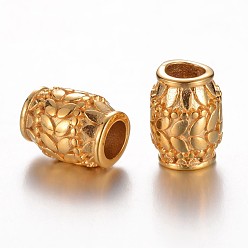 Golden 304 Stainless Steel European Beads, Column, Golden, 12x9mm, Hole: 5mm