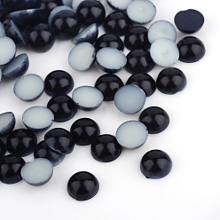 Black ABS Plastic Cabochons, Imitation Pearl, Half Round, Black, 3x1.5mm, about 10000pcs/bag