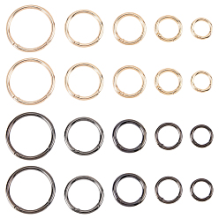 Gunmetal & Golden Zinc Alloy Spring Gate Rings, O Rings, Gunmetal & Golden, 27.5~59.5x3.5~5.5mm, Inner Diameter: 19.5~49.5mm, 20pcs/box