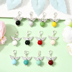 (52) Непрозрачная лаванда 12 шт. непрозрачные однотонные стеклянные подвесные украшения, ангел, с тибетском стиле сплава, разноцветные, 32 мм