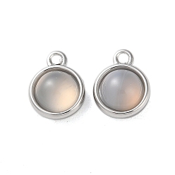 Серый агат Полукруглые подвески из натурального серого агата, с 304 фурнитурой из нержавеющей стали, платина, 13.5x10.5x6.5 мм, отверстие : 1.8 мм