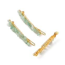 Зеленый Авантюрин Заколки для волос из натурального зеленого авантюрина, с железной фурнитурой, аксессуары для волос для женщины девушки, золотые, 67.5~68x6~10x7 мм