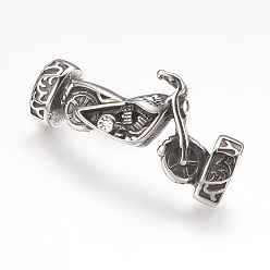 Античное Серебро 316 соединители звеньев хирургической нержавеющей стали, для изготовления кожаных браслетов, мотоцикл, античное серебро, 18x46x9.5 мм, отверстие : 6.5x12 мм