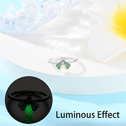 Платина Кольца для женщин из латуни со светлячками, стразами и светящимися камнями, платина, размер США 7 (17.3 мм)