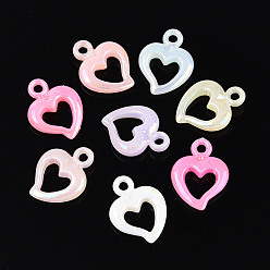 (52) Непрозрачная лаванда Пластиковые подвески, шарма сердца, имитация желе, с покрытием AB цвета, разноцветные, 19.5~20x15x4.5 мм, отверстие : 2.5 мм, Около 1250 шт / 500 г