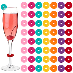 (52) Непрозрачная лаванда 70шт 7 цвета фетровые подвески для бокалов, маркеры для бокалов, круглые, разноцветные, 25x3.5 мм, 10 шт / цвет