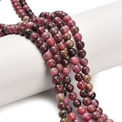 Родонит Природные родонит бисер нитей, круглые, класс b, 6.5 мм, отверстие : 0.6 мм, около 65 шт / нитка, 15.55 дюйм (39.5 см)