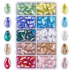 (52) Непрозрачная лаванда Гальванические стеклянные бусины, с покрытием AB цвета, Грановитая Teardrop, разноцветные, 15x10 мм, отверстие : 1 мм, 120 шт / комплект