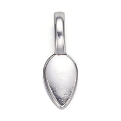 Antique Silver Tibetan Style Alloy Glue-on Flat Pad Bails, Leaf, Lead Free and Cadmium Free, Antique Silver, 21x8x6mm, Hole: 4mm