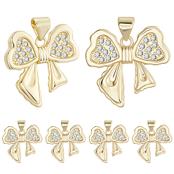 Настоящее золото 18K 8 кулоны из латуни с микрочастицами и кубическим цирконием., бантом прелести, долговечный, без кадмия и без свинца, стойки покрытие, реальный 18 k позолоченный, 19.5x21x2 мм, отверстие : 3x4.5 мм