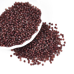 Сиена Цилиндр Пикассо из стеклянных бисеринок, цвет охры, 2~2.5x1.5~2 мм, отверстие : 1 мм, Около 3030 шт / 50 г