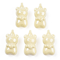 Светлый Золото-желтый Непрозрачные акриловые бусины, медведь, светлый золотарник желтый, 25x12.5x11.5 мм, отверстие : 3 мм