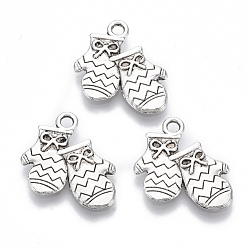 Argent Antique Pendentifs en alliage de style tibétain, sans plomb et sans cadmium, gants, argent antique, 16.5x16.5x2mm, trou: 1.8 mm, environ 400 pcs / 500 g