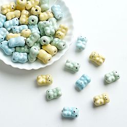 (52) Непрозрачная лаванда Фарфоровые бусины ручной работы, медведь, яркие глазированный фарфор, разноцветные, 17x12x11 мм, отверстие : 2 мм