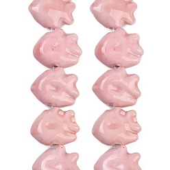 Pink Фарфора ручной работы бисер нитей, рыба, яркие глазированный фарфор, розовые, 15.5~16.5x20~20.5x8~8.5 мм, отверстие : 2 мм, около 27 шт / нитка, 16.54~16.73 дюйм (42~42.5 см)
