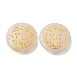 Quartz Crystal Engraved Natural Quartz Crystal Decision Stones, Fortune Telling Stones, Flat Round with Yes & No Pattern, 25x4.5~6mm