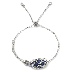 Ляпис-Лазурь Браслеты-слайдеры из натурального лазурита со звеньями в форме пули, с 304 цепочками для макраме из нержавеющей стали, 10-1/4 дюйм (26 см)