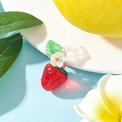 Красный Клубничные прозрачные акриловые мобильные пылезащитные заглушки, с колпачками из АБС-пластика, имитирующими жемчуг, красные, 35 мм