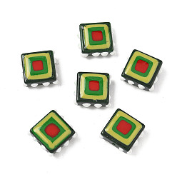 Зеленый Бусины из стеклянной эмали, окрашенные методом запекания, неровный квадрат, зелёные, 13.5~14x13.5~14x6.5~7 мм, отверстие : 1 мм