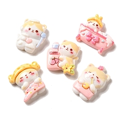 (52) Непрозрачная лаванда Ванна котенок смола декодирует кабошоны, форма кошки, смешанные формы, разноцветные, 24.5~28.5x19~30.5x7.5~8 мм